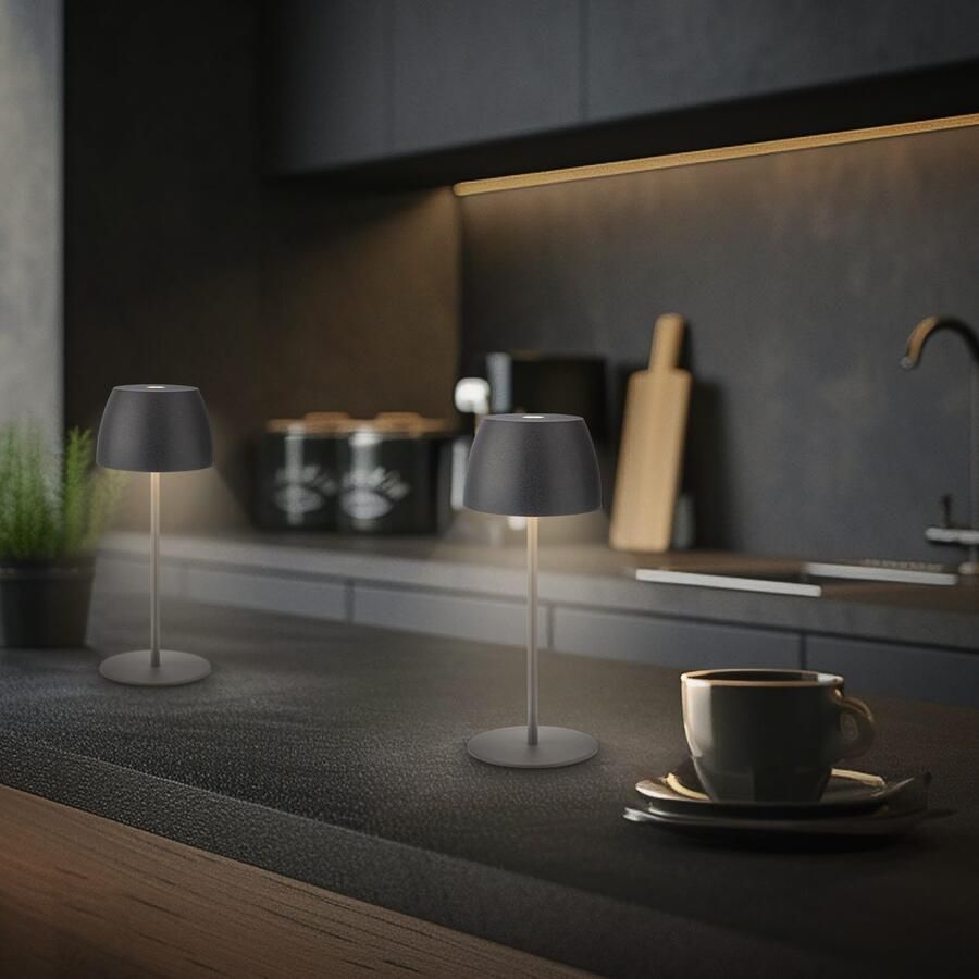 Briloner Leuchten Tafellamp 2-pack LED tafellamp draadloos wit 2-delige set tafellamp draadloos 20x8cm beige 2 5w