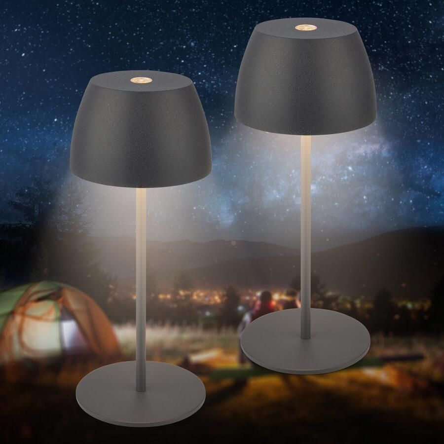 Briloner Leuchten Tafellamp 2-pack LED tafellamp draadloos wit 2-delige set tafellamp draadloos 20x8cm beige 2 5w - Foto 4