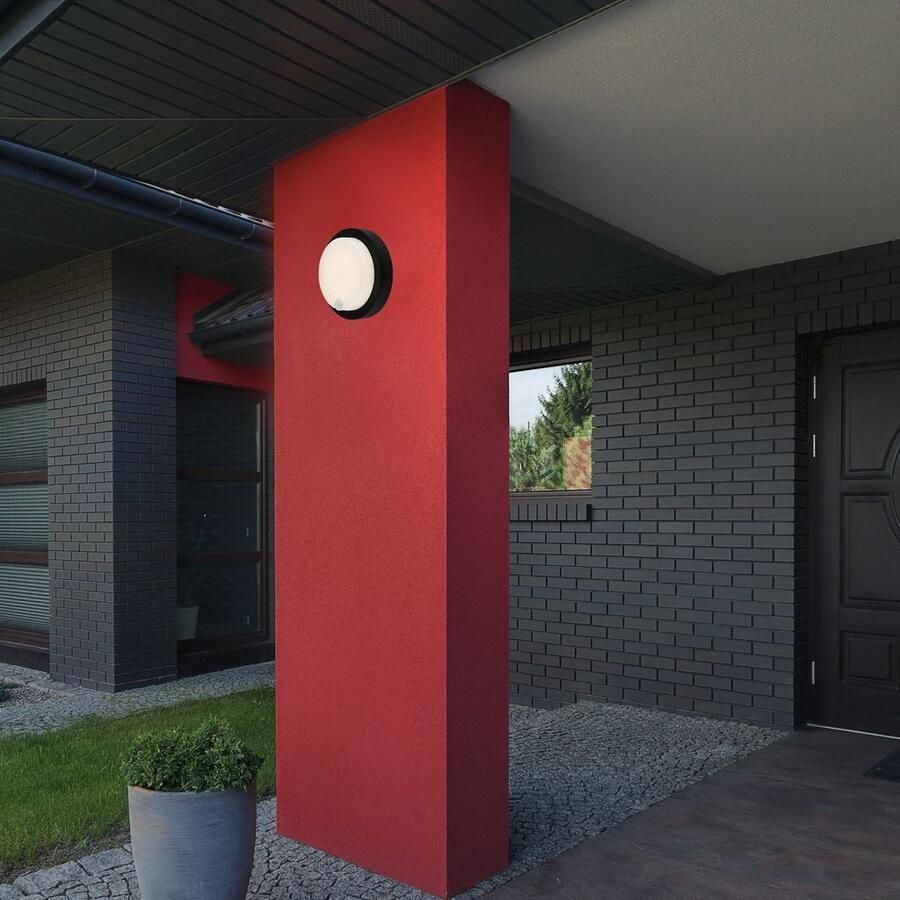 Briloner Leuchten Wandlamp voor buiten Accu LED buitenwandlamp met bewegingssensor kunststof zwart