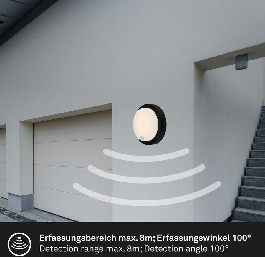 Briloner Leuchten Wandlamp voor buiten Accu LED buitenwandlamp met bewegingssensor kunststof zwart - Foto 6