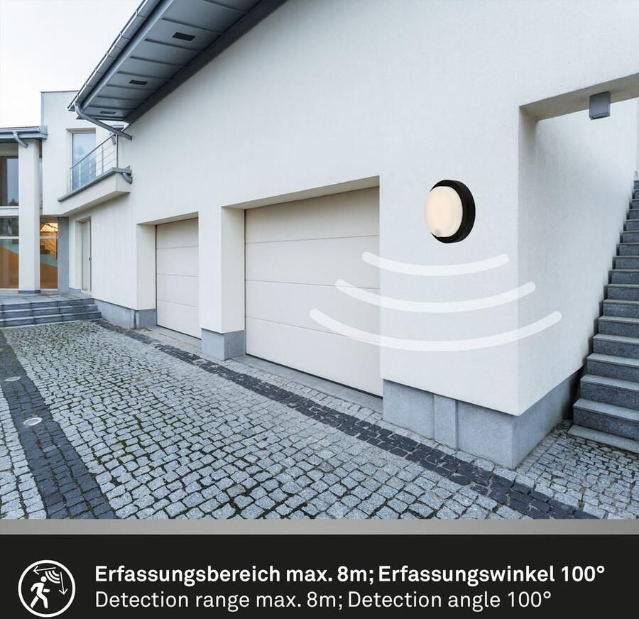 Briloner Leuchten Wandlamp voor buiten Accu LED buitenwandlamp met bewegingssensor kunststof zwart - Foto 7