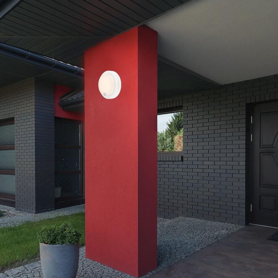 Briloner Leuchten Wandlamp voor buiten Accu LED buitenwandlamp met bewegingssensor kunststof wit