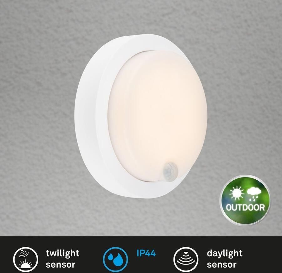 Briloner Leuchten Wandlamp voor buiten Accu LED buitenwandlamp met bewegingssensor kunststof wit - Foto 3