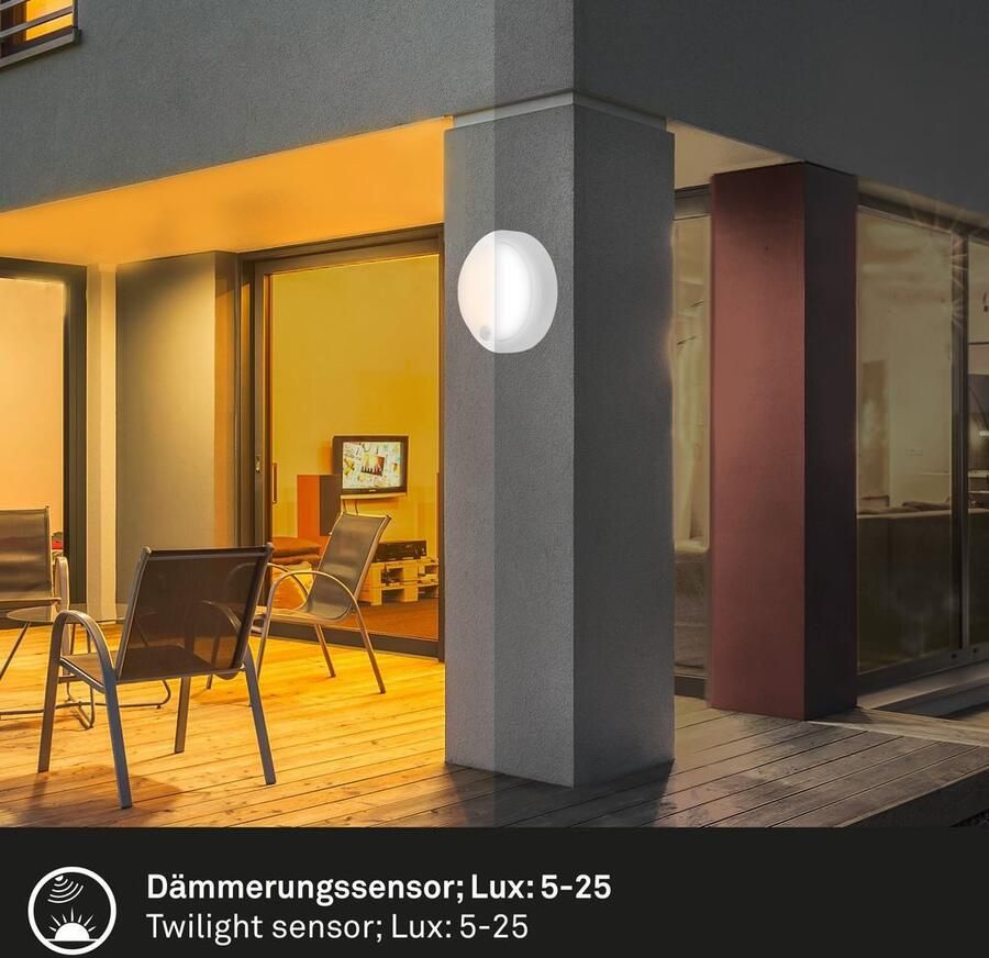 Briloner Leuchten Wandlamp voor buiten Accu LED buitenwandlamp met bewegingssensor kunststof wit - Foto 4