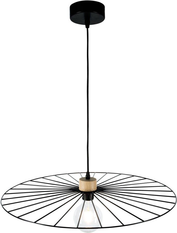 BRITOP LIGHTING Hanglamp ANTONELLA Decoratieve lamp van metaal met elementen van eikenhout (1 stuk)