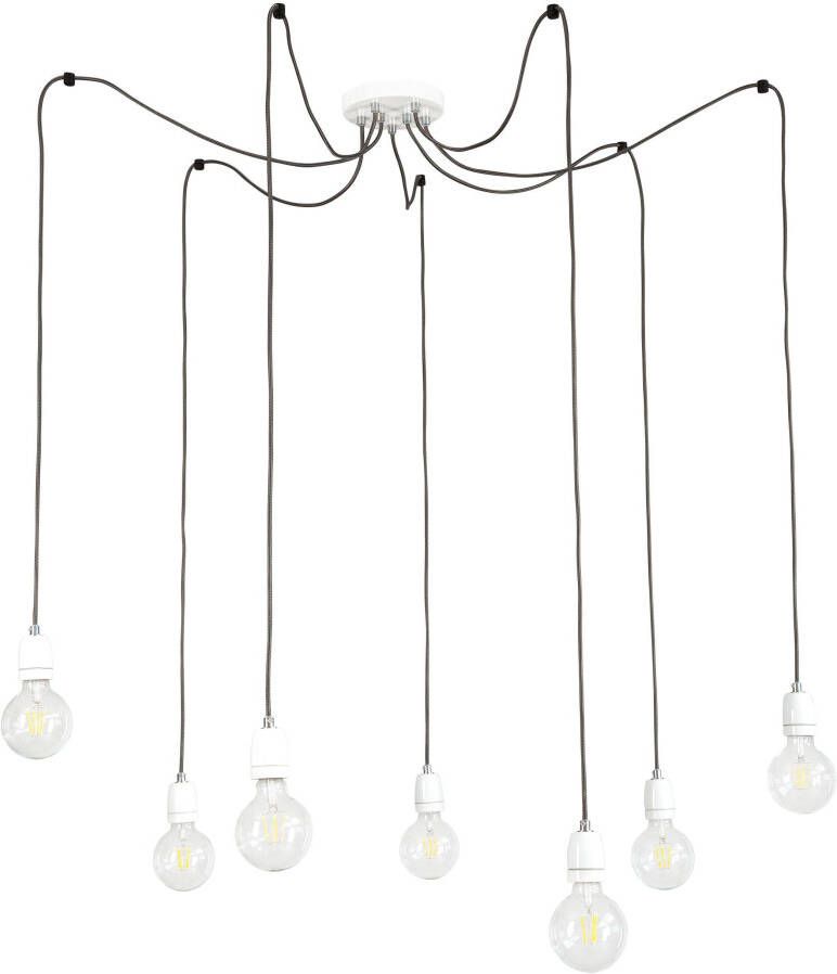 BRITOP LIGHTING Hanglamp PORCIA SPIDER Hanglamp retrodesign met porselein textielen kabel in antraciet