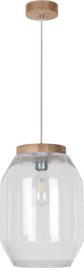 BRITOP LIGHTING Hanglamp VASO Natuurproduct van eikenhout duurzaam hoogwaardige glazen kap (1 stuk) - Foto 2