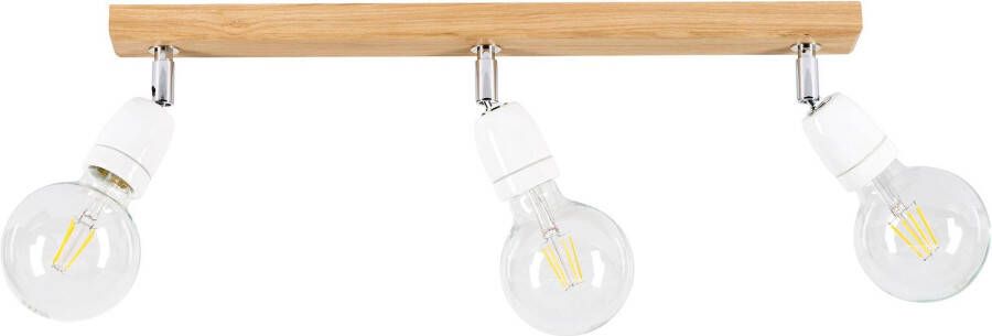 BRITOP LIGHTING Plafondlamp PORCIA WOOD Retrodesign met porselein en eikenhout flexibel instelbaar