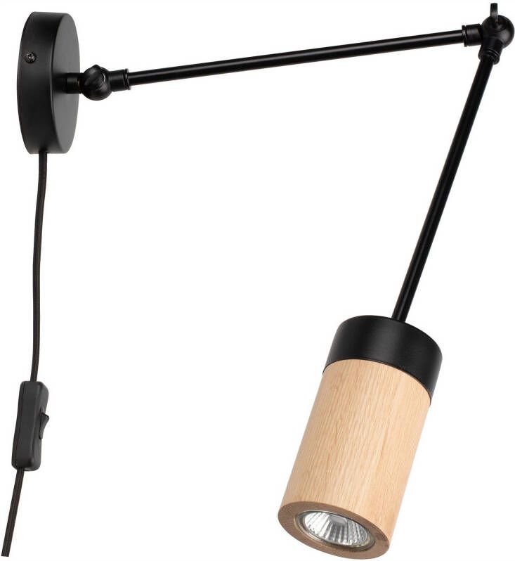 BRITOP LIGHTING Wandlamp ANNICK Met flexibele arm ledverlichting inclusief chic eikenhout en metaal - Foto 2