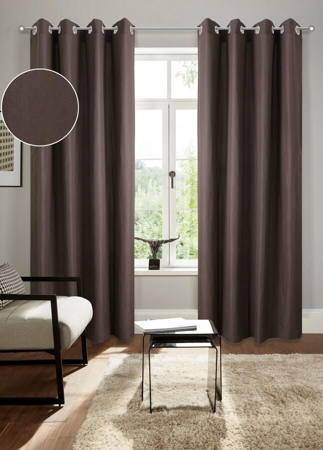 Bruno Banani Gordijn Lagan set van 2 geweven microvezel verschillende maten effen kleur bestseller (2 stuks)