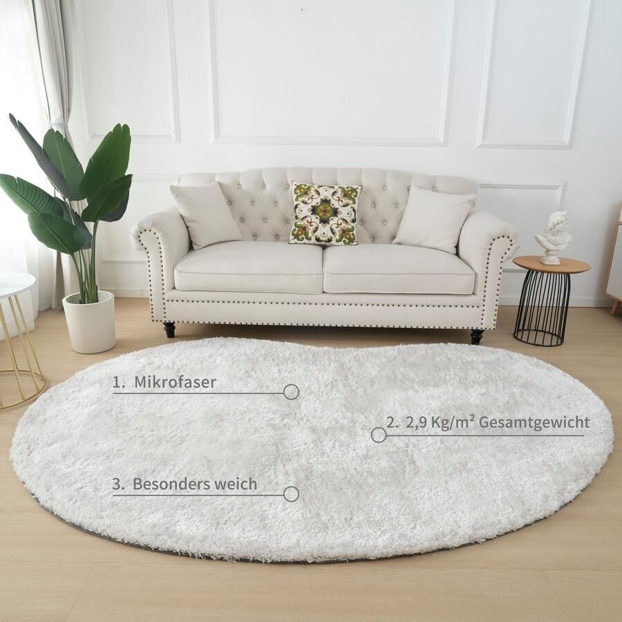 Bruno Banani Hoogpolig vloerkleed Dana Bean shape bijzondere vorm zacht microvezel tapijten - Foto 5