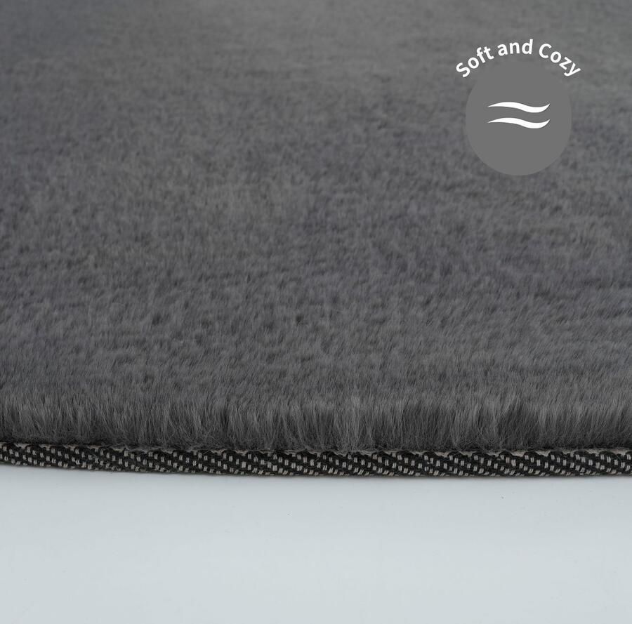 Bruno Banani Hoogpolig vloerkleed Rabbit 2 Bean kunstbont tapijt modern bijzondere vorm Konijnenbont-grip microvezel woonkamer slaapkamer eetkamer - Foto 8