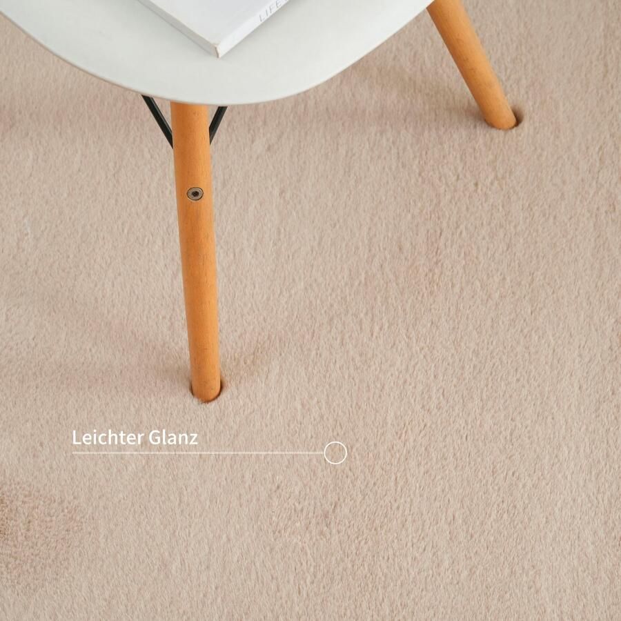 Bruno Banani Hoogpolig vloerkleed Rabbit 2 Bean kunstbont tapijt modern bijzondere vorm Konijnenbont-grip microvezel woonkamer slaapkamer eetkamer - Foto 2