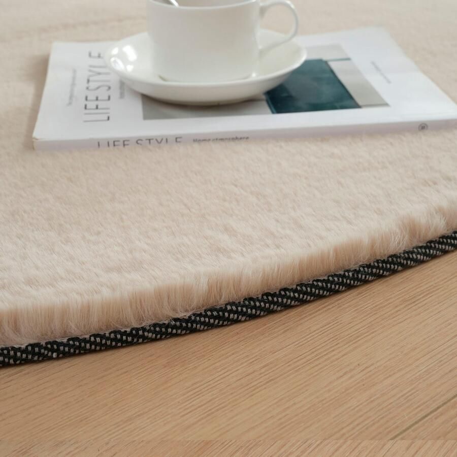 Bruno Banani Hoogpolig vloerkleed Rabbit 2 Bean kunstbont tapijt modern bijzondere vorm Konijnenbont-grip microvezel woonkamer slaapkamer eetkamer - Foto 3