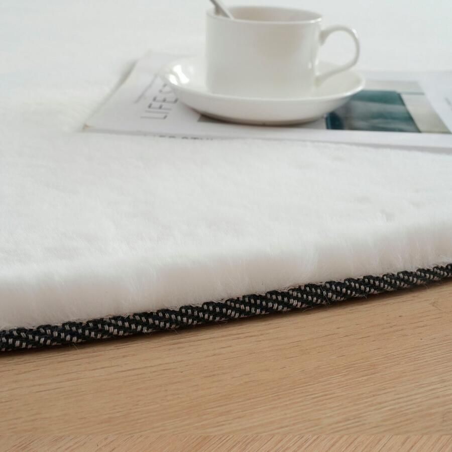 Bruno Banani Hoogpolig vloerkleed Rabbit 2 Bean kunstbont tapijt modern bijzondere vorm Konijnenbont-grip microvezel woonkamer slaapkamer eetkamer - Foto 3