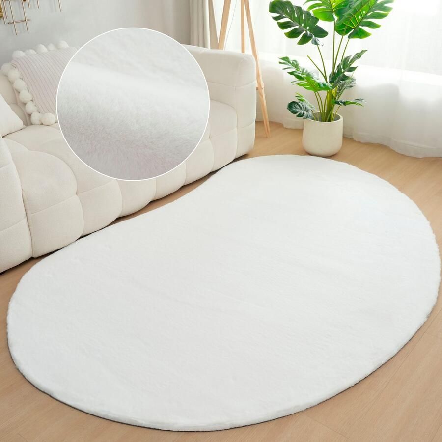 Bruno Banani Hoogpolig vloerkleed Rabbit 2 Bean kunstbont tapijt modern bijzondere vorm Konijnenbont-grip microvezel woonkamer slaapkamer eetkamer - Foto 4