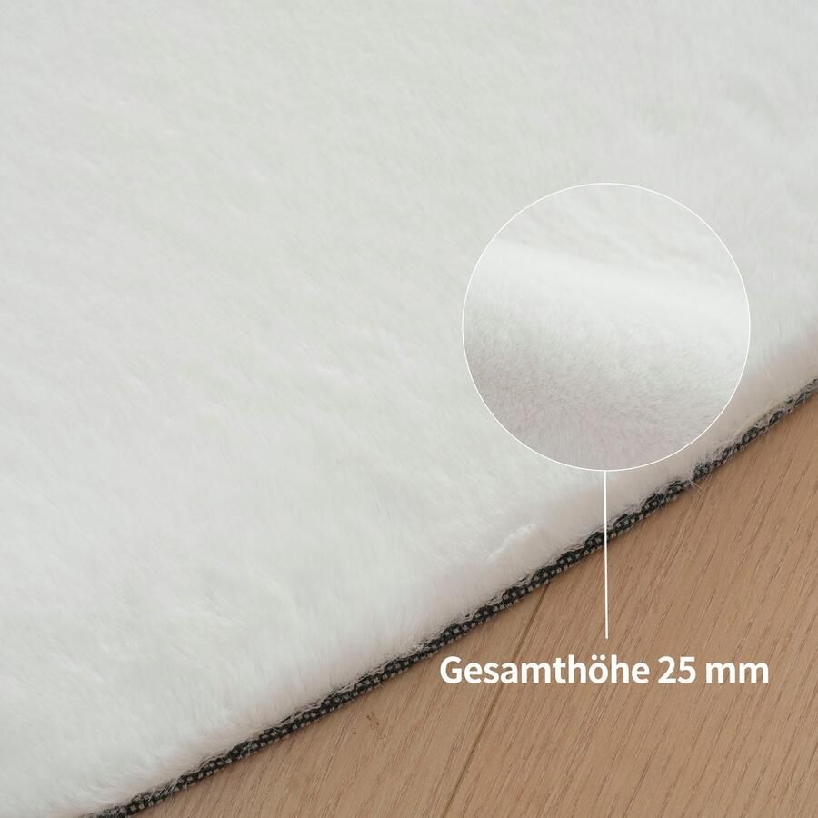 Bruno Banani Hoogpolig vloerkleed Rabbit 2 Bean kunstbont tapijt modern bijzondere vorm Konijnenbont-grip microvezel woonkamer slaapkamer eetkamer - Foto 6