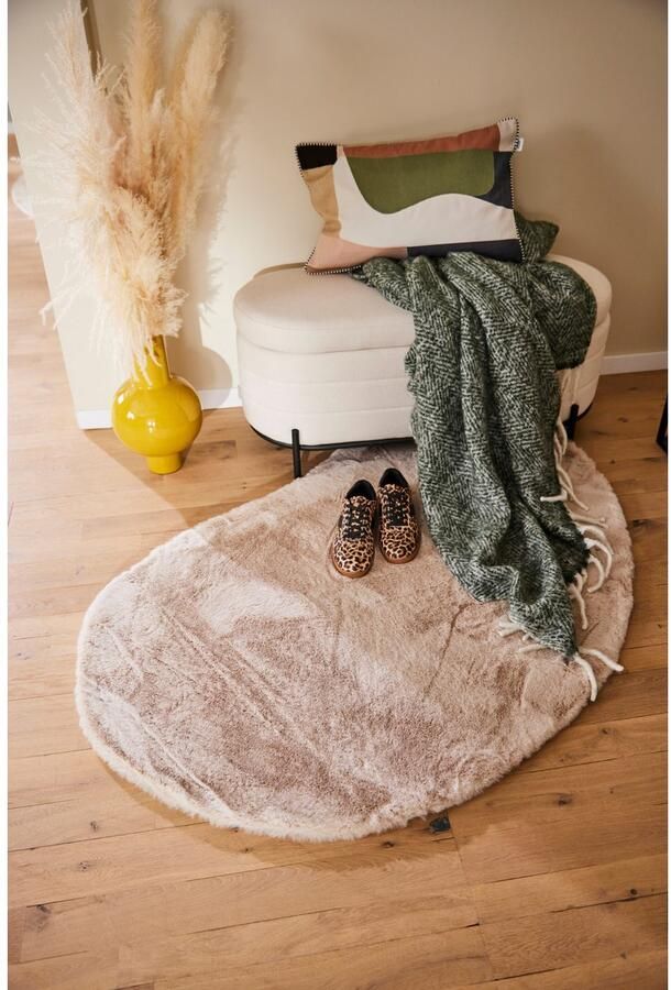 Bruno Banani Hoogpolig vloerkleed Rabbit 2 Bean kunstbont tapijt modern bijzondere vorm Konijnenbont-grip microvezel woonkamer slaapkamer eetkamer - Foto 13