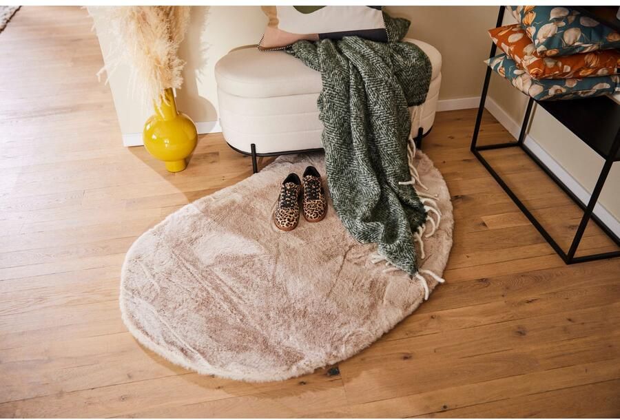 Bruno Banani Hoogpolig vloerkleed Rabbit 2 Bean kunstbont tapijt modern bijzondere vorm Konijnenbont-grip microvezel woonkamer slaapkamer eetkamer - Foto 14