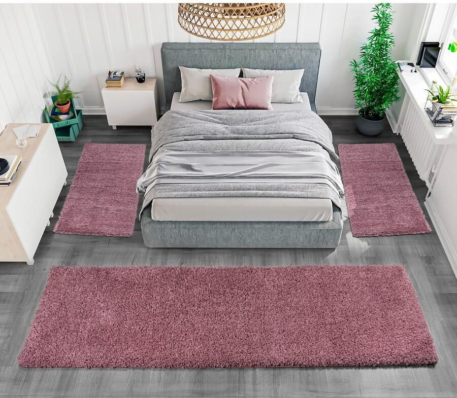 Bruno Banani Set slaapkamerkleedjes Shaggy Soft geweven unikleuren bijzonder zacht slaapkamerkleed loperset - Foto 5