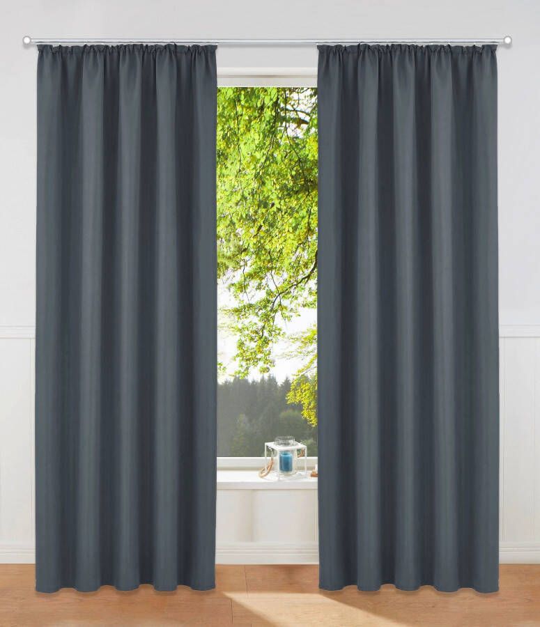Bruno Banani Gordijn Lagan set van 2 geweven microvezel verschillende maten effen kleur bestseller (2 stuks)