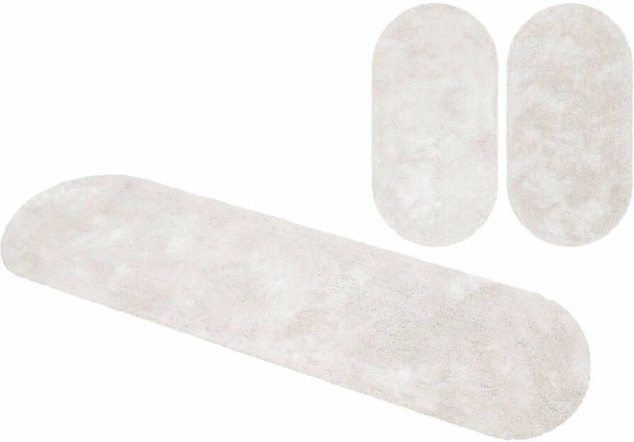 Bruno Banani Set slaapkamerkleedjes met hoge pool Dana tapijt klantenfavoriet unikleur microvezel gemakkelijk in onderhoud slaapkamerkleed slaapkamer