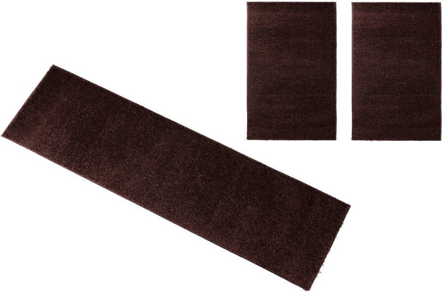 Bruno Banani Set slaapkamerkleedjes Shaggy Soft geweven unikleuren bijzonder zacht slaapkamerkleed loperset
