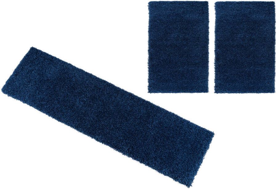 Bruno Banani Set slaapkamerkleedjes Shaggy Soft geweven unikleuren bijzonder zacht slaapkamerkleed loperset