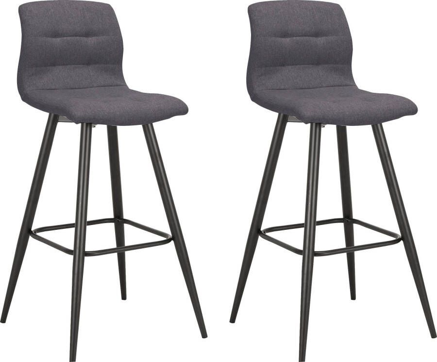 ByLIVING Barkruk Simone set van 2 vintage bruin of weefstof antraciet (set 2 stuks) - Foto 14
