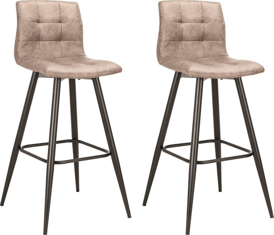 ByLIVING Barkruk Simone set van 2 vintage bruin of weefstof antraciet (set 2 stuks)