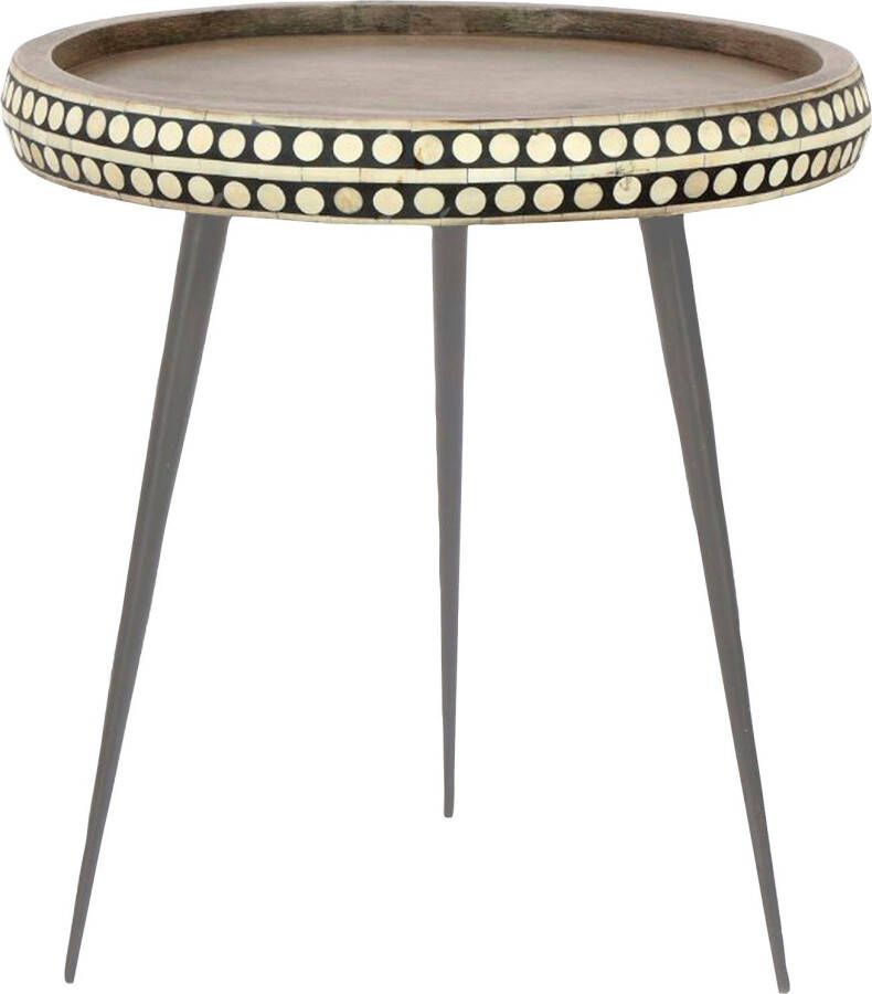 ByLIVING Bijzettafel Jana van massief hout met modern motief diameter 35 cm - Foto 5