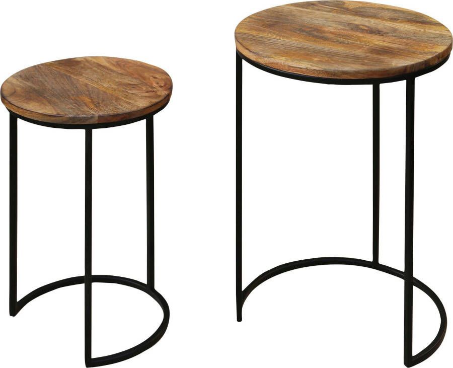 ByLIVING Bijzettafel Jaron van massief hout dubbele bijzettafel