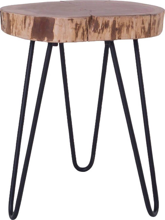 ByLIVING Bijzettafel Nasti van massief hout met schaaldeel