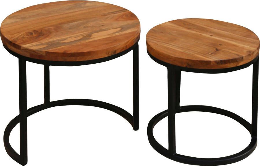 ByLIVING Bijzettafel Selma van massief hout dubbele bijzettafel - Foto 8