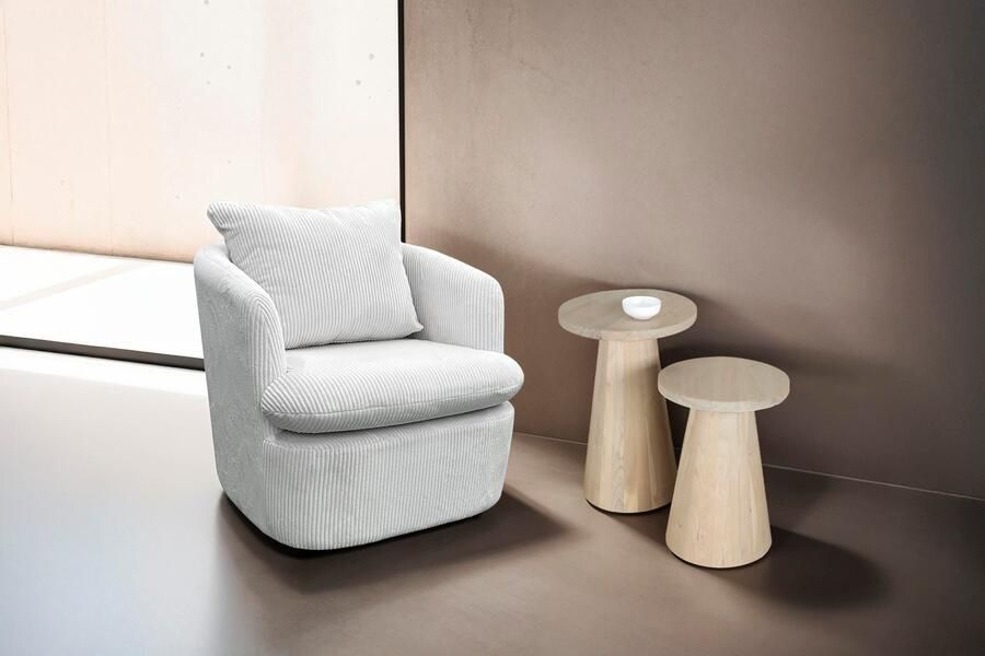 ByLIVING Bijzettafel Kegel uit massief hout in zwart of white wash verschillende maten