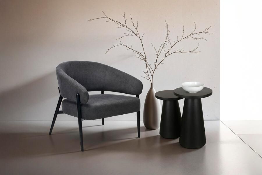 ByLIVING Bijzettafel Kegel uit massief hout in zwart of white wash verschillende maten - Foto 1