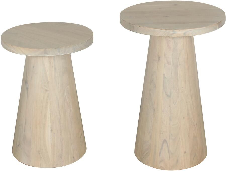 ByLIVING Bijzettafel Kegel uit massief hout in zwart of white wash verschillende maten (set) - Foto 8