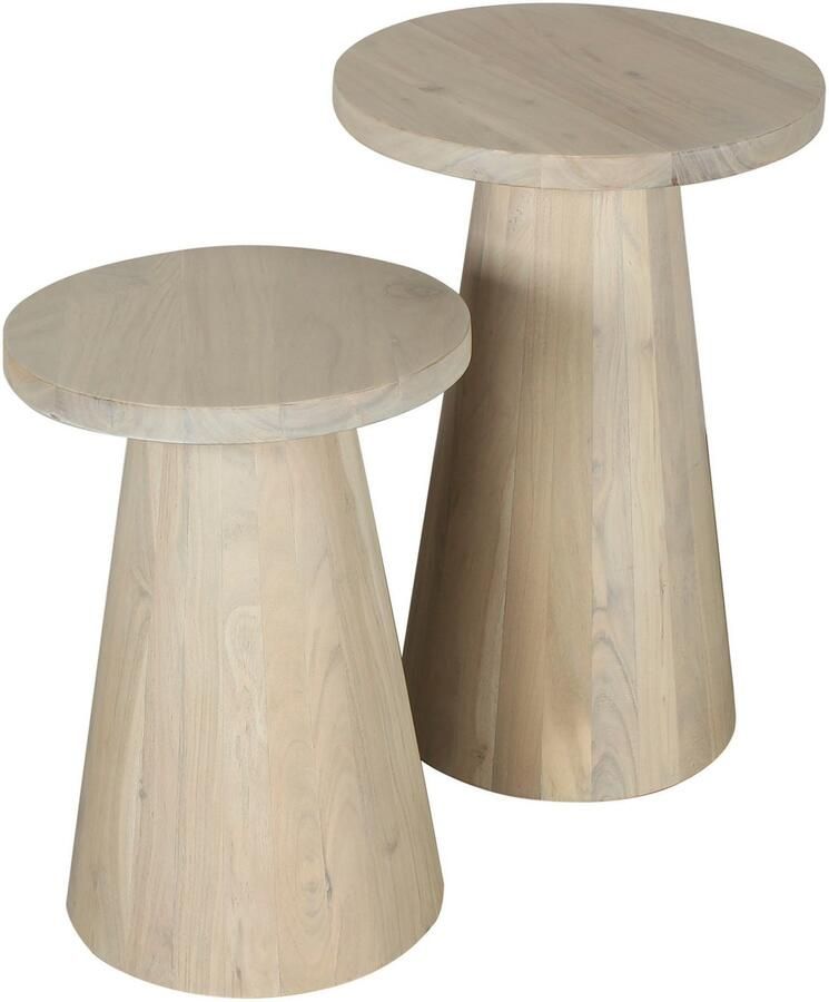 ByLIVING Bijzettafel Kegel uit massief hout in zwart of white wash verschillende maten (set) - Foto 5