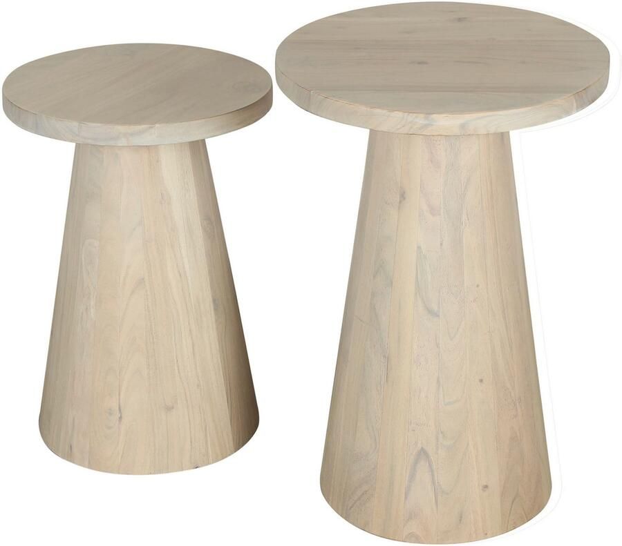 ByLIVING Bijzettafel Kegel uit massief hout in zwart of white wash verschillende maten (set) - Foto 4