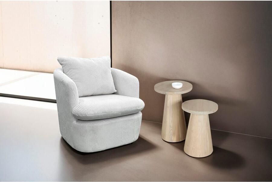 ByLIVING Bijzettafel Kegel uit massief hout in zwart of white wash verschillende maten (set) - Foto 7