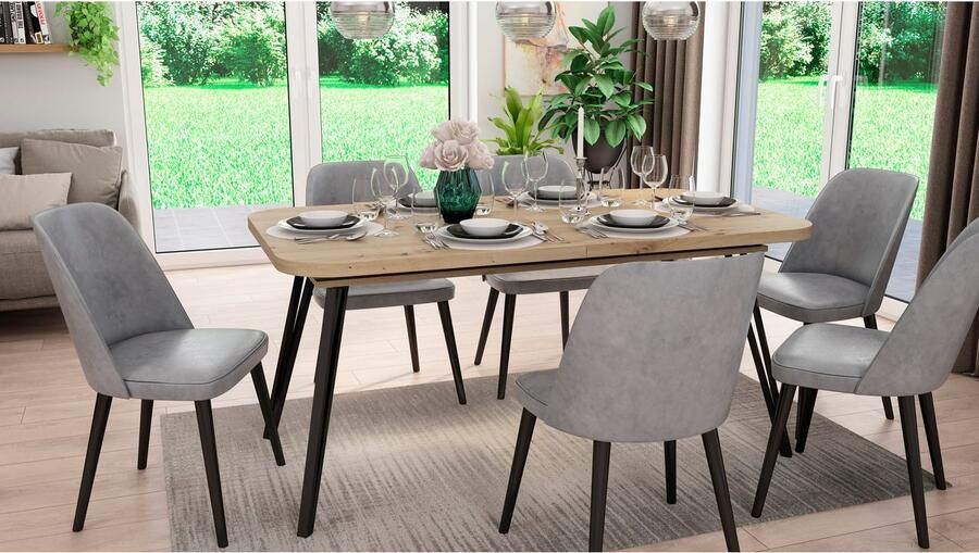 ByLIVING Coulissetafel LIFE met synchronisatie-uitvoering uitschuifbaar van 160 naar 240 cm artisan eik (1 stuk) - Foto 5
