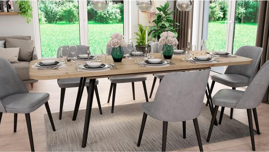 ByLIVING Coulissetafel LIFE met synchronisatie-uitvoering uitschuifbaar van 160 naar 240 cm artisan eik (1 stuk) - Foto 6