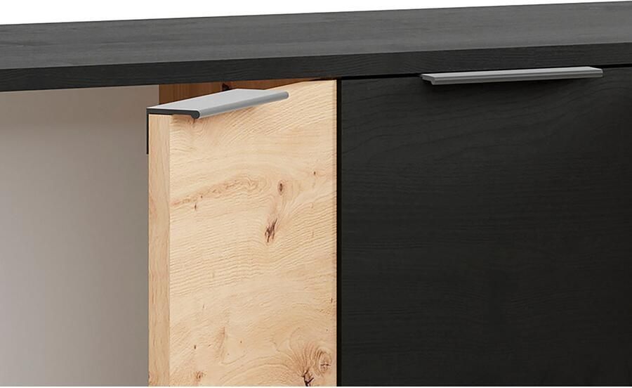 ByLIVING Dressoir Rimini Melamine eiken zwart en artisan eiken 3 lades 4 deuren - Foto 9