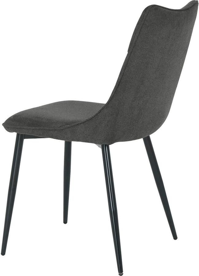 ByLIVING Eetkamerstoel Carlo Frame van metaal zwart keukenstoel geweven stofbekleding diverse kleuren (set) - Foto 5