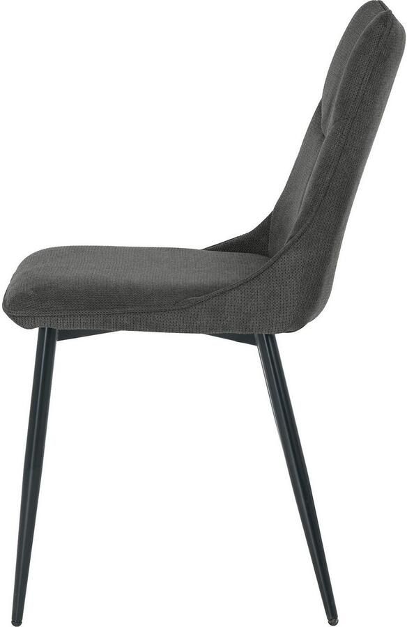 ByLIVING Eetkamerstoel Carlo Frame van metaal zwart keukenstoel geweven stofbekleding diverse kleuren (set) - Foto 7