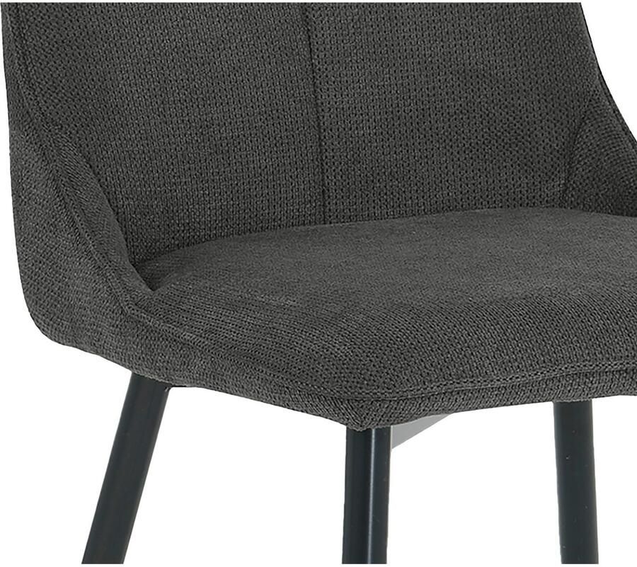 ByLIVING Eetkamerstoel Carlo Frame van metaal zwart keukenstoel geweven stofbekleding diverse kleuren (set) - Foto 2