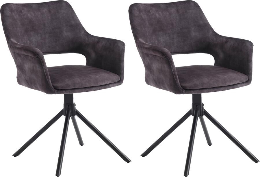 ByLIVING Eetkamerstoel Eleonore 2-delige set draaisstoel met comfortabele bekleding in verschillende stoffen (set 2 stuks) - Foto 10