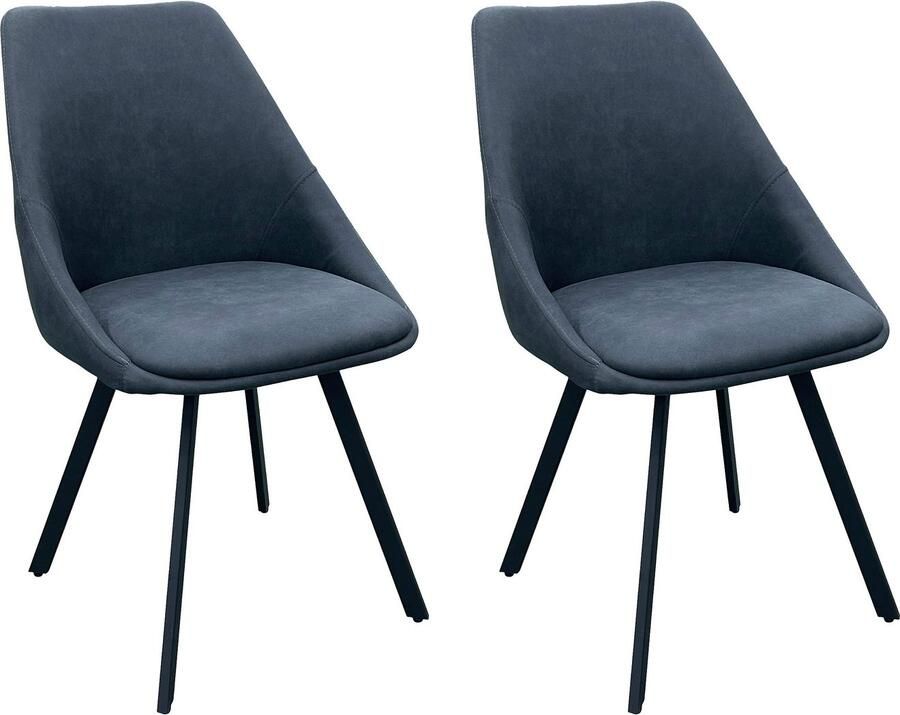 ByLIVING Eetkamerstoel Jasper (2-stuks set) Zitkuip 360° draaibaar zwart metaal keukenstoel diverse bekleding (set)