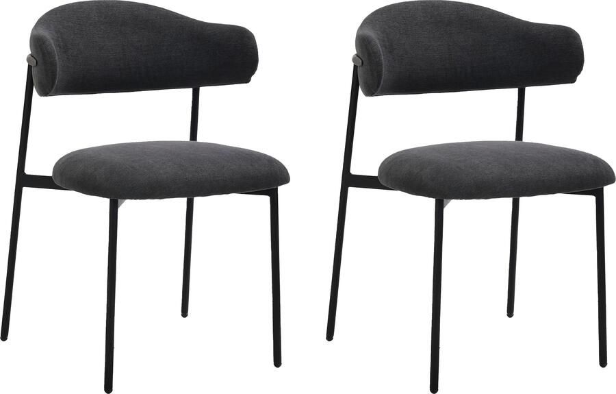 ByLIVING Eetkamerstoel Jersey (2-stuks set) Frame van metaal zwart keukenstoel geweven stofbekleding diverse kleuren (set)