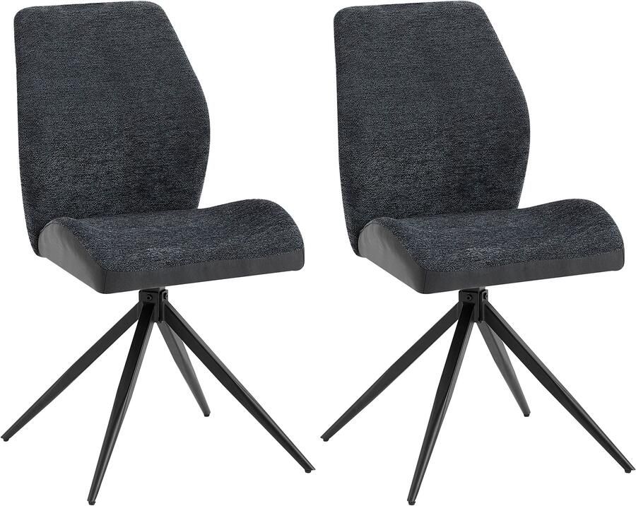 ByLIVING Eetkamerstoel Snap 2-delige set met 360 graden draaifunctie vintage microvezel en boucle stof (set 2 stuks) - Foto 1